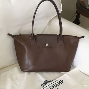 Longchamp LePliage Cuir Brown Leather Tote
